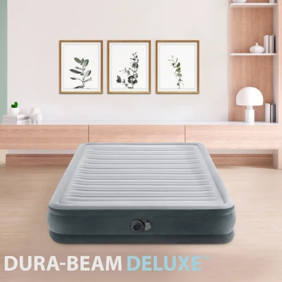 Cama Hinchable Doble Fiber-Tech con Bomba Integrada, 152x203x33 Cm, Gris