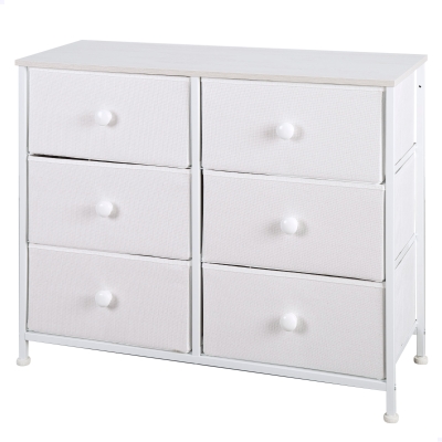 Cómoda 6 Cajones Plegables de Tela, 80x30x62 Cm, Blanco