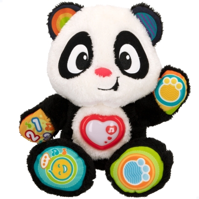 Peluche Oso Panda Interactivo Educativo con Luz y Sonidos, 27x14x33 Cm, Blanco y Negro
