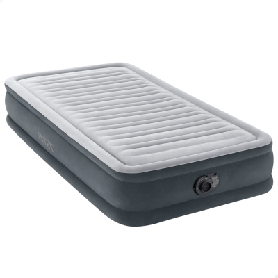 Colchón Hinchable Intex Dura-Beam Deluxe Comfort-Plush con Bomba Integrada, 99x191x33 Cm, Gris