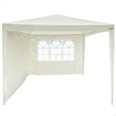 Cenador Desmontable para Jardín con 2 Paredes y Ventana, 270x270x240 Cm, Blanco