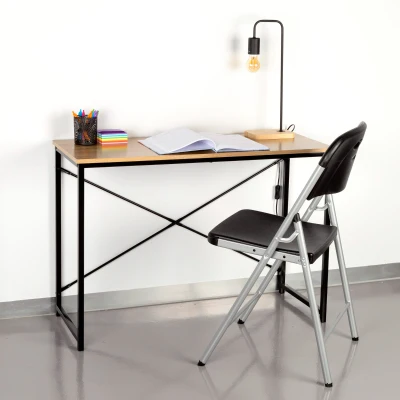Escritorio Industrial de Melamina con Estructura de Acero, 100x40x70 Cm, Negro