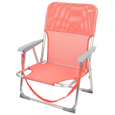 Silla Plegable Baja Aluminio y Textileno, 44x40x72 Cm, Coral