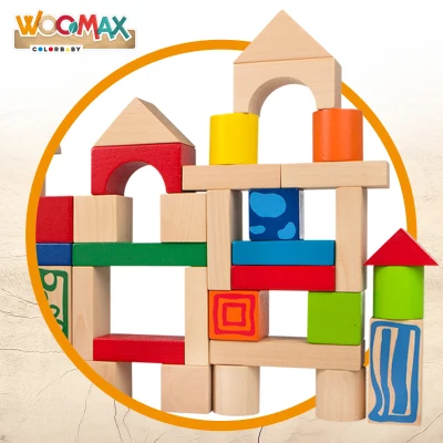 Bloques de Construcción de Madera 50 Piezas, 20x20x16,5 Cm, Multicolor