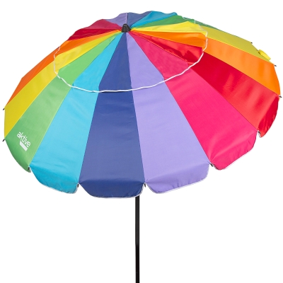 Sombrilla de Playa Antiviento 16 Varillas, 206x145x236 Cm, Multicolor