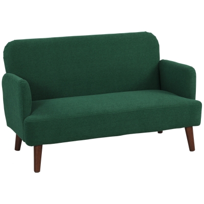 HOMCOM Velvet 2-Seater Sofa Thick Padding Wood Legs Dark Green