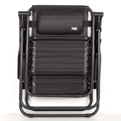Silla Plegable Gravedad Cero Jardín con Estructura de Acero y Textileno, 86,5x13,5x67 Cm, Negro