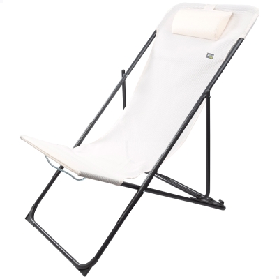 Silla Hamaca Plegable Multiposición con Cojín y Asa, 53x78x87 Cm, Blanco