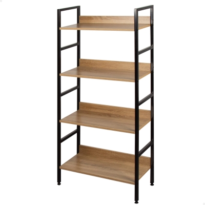 Estantería Madera y Acero 4 Estantes, 60x28x126 Cm, Negro