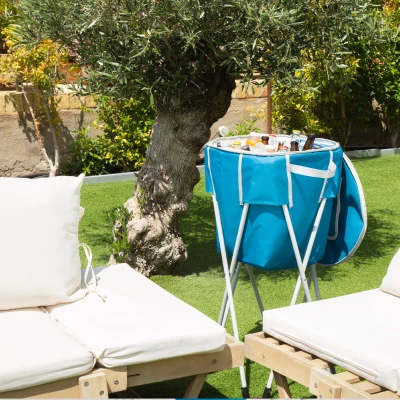Nevera Portátil Plegable Aktive con Soporte Elevable, 44x35x84 Cm, Azul