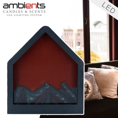 Chimenea Eléctrica LED Minimalista Pentagonal, 20x14x23 Cm, Negro