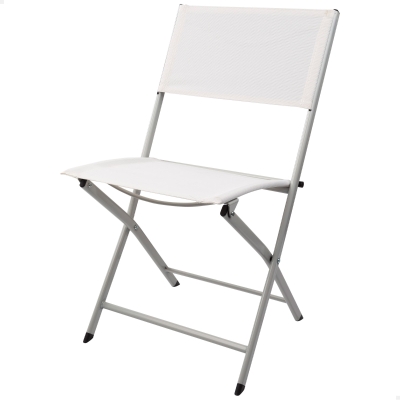 Silla Plegable Jardín Textileno Reforzado, 46x55x81 Cm, Blanco