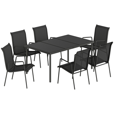 Set de Masă 7 Piese cu Scaune Suprapozabile Negru