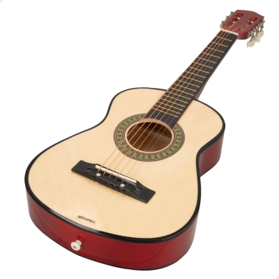 Guitarra de Juguete 6 Cuerdas de Madera Woomax, 26x8x76 Cm, Madera Natural