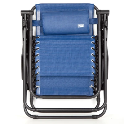 Silla Plegable Gravedad Cero con Estructura de Acero, 86,5x13,5x67 Cm, Azul