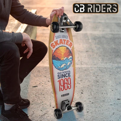 Monopatín Infantil 4 Ruedas de Madera CB Riders, 74x22 Cm, Negro