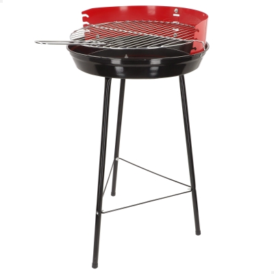 Barbacoa de Carbón Redonda Esmaltada, 37,5x38,5x70 Cm, Negro
