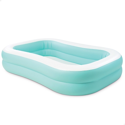 Piscina Hinchable Familiar Rectangular de 2 Aros, 229x152x48 Cm, Azul