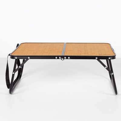 Mesa Plegable de Camping Efecto Bambú, 60x40x25 Cm, Madera