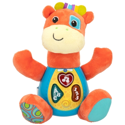 Peluche Jirafa Interactiva Que Habla en Español y Emite Luces, 18x8,5x19 Cm, Naranja