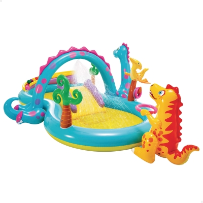 Centro de Juegos Hinchable Dinoland con Tobogán y Piscina, 302x229x112 Cm, Multicolor