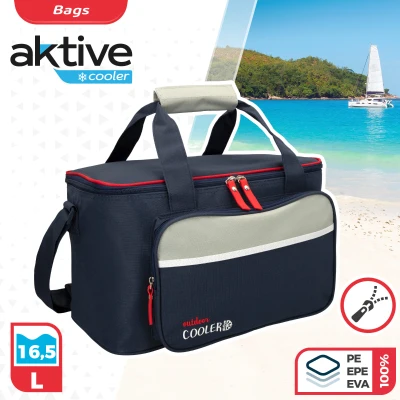 Nevera Portátil Blanda Aktive 16,5 L, 36x21x22 Cm, Azul Marino