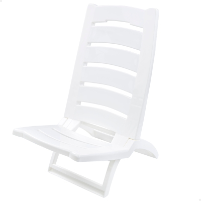 Silla de Playa Plegable Baja de Plástico, 34x50x65 Cm, Blanco