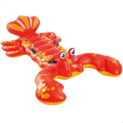 Colchoneta Hinchable Langosta INTEX con 4 Asas, 137x213 Cm, Rojo y Amarillo