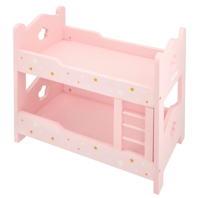 Litera de Madera para Muñecas Doble con Escalera, 31x16x26 Cm, Rosa Palo