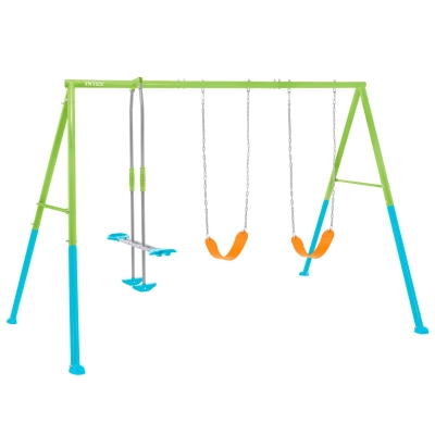 Columpio Infantil INTEX 3 en 1 Balancín Biplaza Acero Galvanizado, 343x254x211 Cm, Multicolor