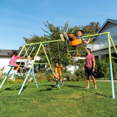 Columpio Infantil INTEX con Balancín Biplaza y Trapecio, 467x254x211 Cm, Multicolor