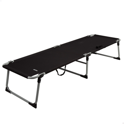 Cama Plegable Camping con Topes Antivuelco, 186x58x35 Cm, Negro