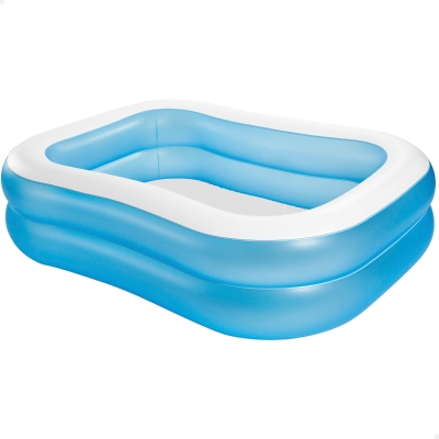 Piscina Hinchable Familiar Rectangular 2 Anillos Vinilo 0,30 Mm, 203x152x48 Cm, Azul