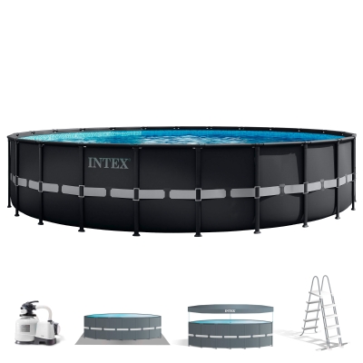 Piscina Desmontable Intex Ultra XTR Frame con Depuradora de Arena, 732x132 Cm, Gris Oscuro