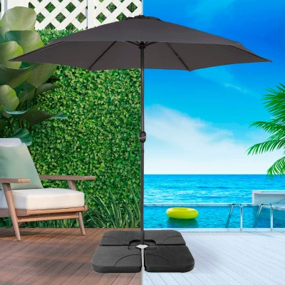 Base Parasol Rellenable Cuadrada 4 Piezas 50x50x7,5 Cm, Negro