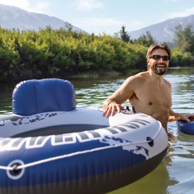Sillón Hinchable Intex River Run con Respaldo, 135 Cm, Azul