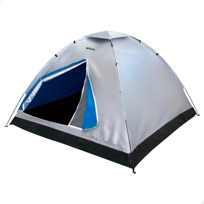 Tienda de Campaña 4 Personas Impermeable, 205x205x130 Cm, Gris y Azul
