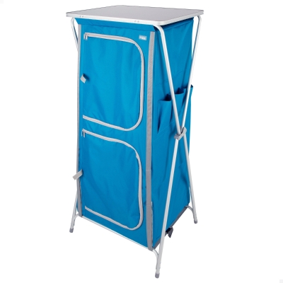 Armario Plegable de Tela Camping 4 Niveles, 80x11x66 Cm, Azul