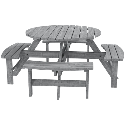 Outsunny 8-Seater Wooden Picnic Set-Fir Wood
