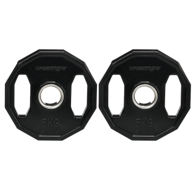 SPORTNOW Olympic Weight Plates Set, Metal and Rubber Bumper Plates Weights Discs with 2"/5cm Holes, for Home Gym Weight Lifting Strength Training, 2 x 5kg, Black