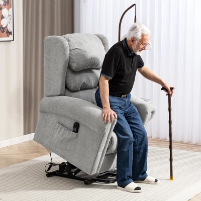 HOMCOM Velvet-Feel Electric Riser Recliner Chair - Grey