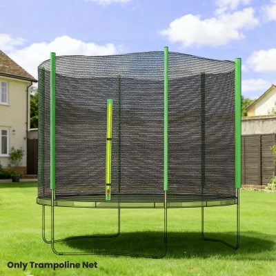 SPORTNOW 10ft Trampoline Net Replacement with 6 Plastic Pole Covers, Weather-Resistant Trampoline Netting Replacement with Zipped Entrance, Poles Not Included, Green