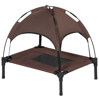 PawHut Panier Surélevé Chien Métal Tissu Oxford 61x46x62cm Marron