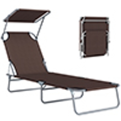 Outsunny Lettino Prendisole da Giardino con Tettuccio Marrone