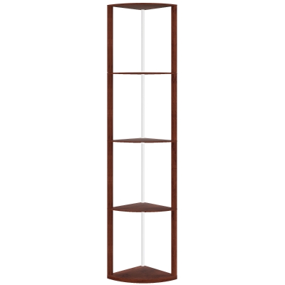 HOMCOM RGB LED Floor Lamp with Shelves, 5-Tier Dimmable Standing Lamp with Adjustable Brightness and Remote Control, Modern Corner Display Shelf Unit for Living Room Bedroom Office, Brown