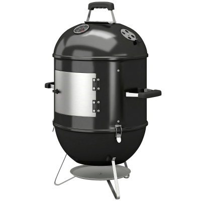 Outsunny Fumoir 3-en-1 Métal Noir 3 Grilles Thermomètre 91cm