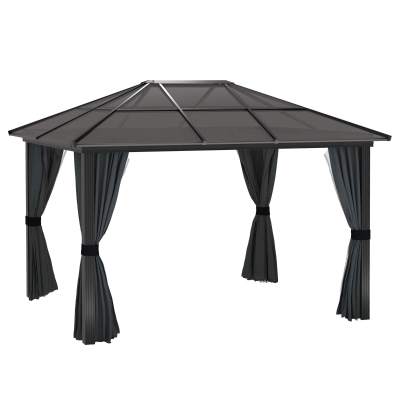 Outsunny 3 x 3.6m Hardtop Aluminium Gazebo - Black and Grey