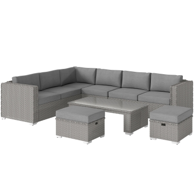 Outsunny Six-Piece Rattan Sofa Set - Mixed Grey