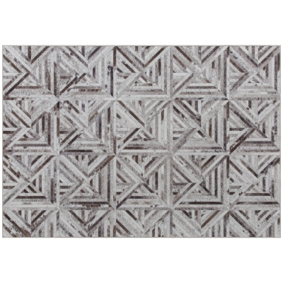 HOMCOM Modern Area Rug, Triangle Pattern Non-Slip Washable Rug, Chenille Floor Carpet for Living Room, Bedroom, Dining Room, Home Office, 230 x 160 cm, Brown