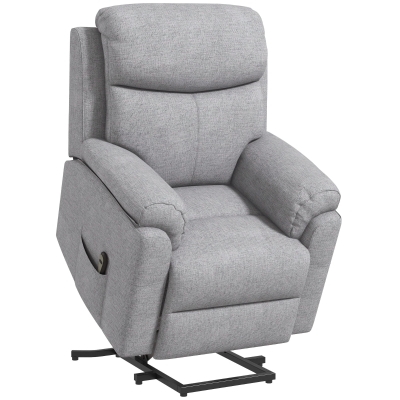HOMCOM Riser and Recliner Chair with Massage for Elderly, PU Leather Overstuffed Power Lift Chair with Thick Back, Headrest, Removable Armrests, Side Pockets, Lift Armchair for Living Room, Grey